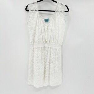Letarte Handmade White Crochet Lace Swim Cover Up Dress Size Large Made in USA